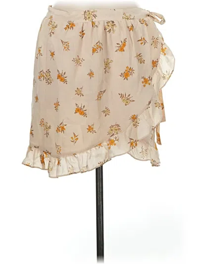 Pre-owned Madewell Silk Skirt In Tan