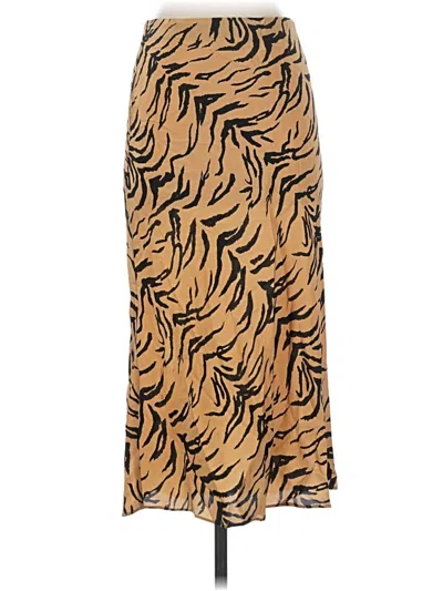 Pre-owned Madewell Silk Skirt In Tan