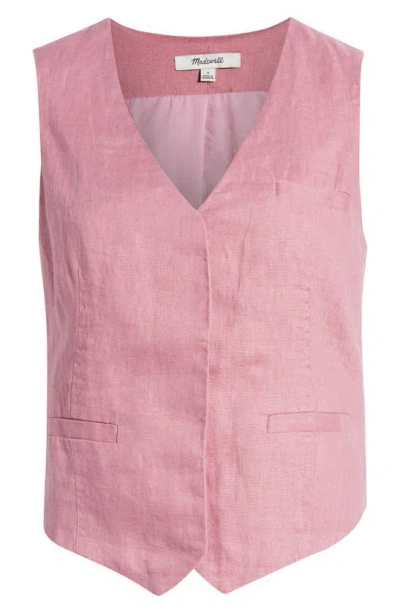 Madewell Single Breasted Linen Vest In Shaded Pink