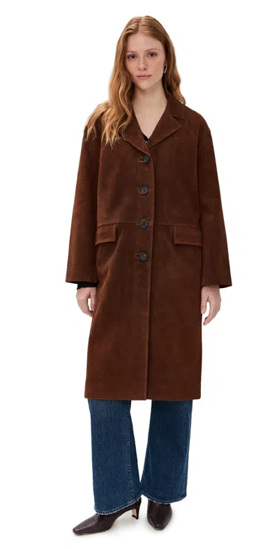 MADEWELL SINGLE BREASTED TOPCOAT IN SUEDE DARK ROAST
