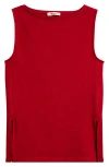 Madewell Sleeveless Boat Neck Side Slit T-shirt In Crimson