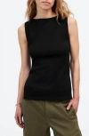 Madewell Sleeveless Boat Neck Side Slit T-shirt In Jet Black