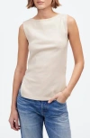 Madewell Sleeveless Boat Neck Side Slit T-shirt In Vintage Ivory