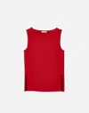 Madewell Sleeveless Boat Neck Side Slit T-shirt In Crimson