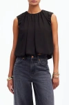 Madewell Sleeveless Bubble Top In Jet Black
