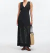 MADEWELL SLEEVELESS EYELET V-NECK MAXI DRESS IN BLACK