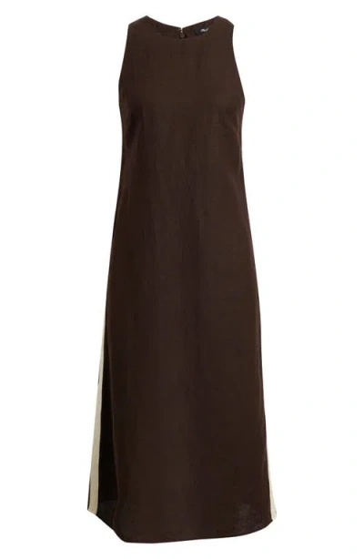 Madewell Sleeveless Linen Maxi Dress In Burgundy