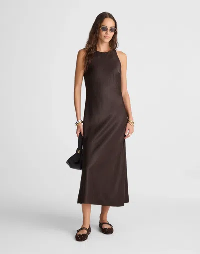 Madewell Sleeveless Satin Midi Dress In Black