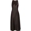 Madewell Sleeveless Satin Midi Dress In Black