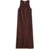 Madewell Sleeveless Satin Midi Dress In Dark Carob