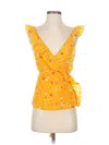 Madewell Sleeveless Silk Top Yellow Sweetheart Neckline Tops In Yellow