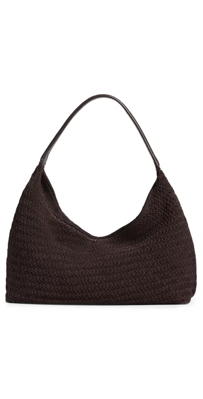 Madewell Slouchy Shoulder Woven Suede Bag Dark Carob In Brown