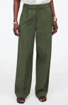 Madewell Slouchy Straight Leg Twill Pants In Green