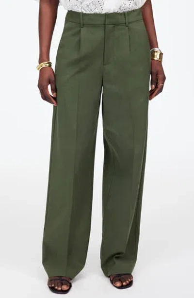 Madewell Slouchy Straight Leg Twill Pants In Green