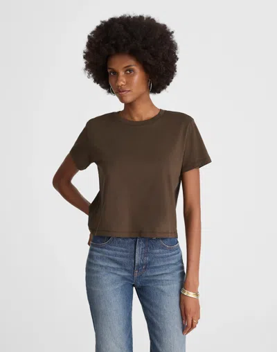 Madewell Slub Boxy-crop Tee In Brown