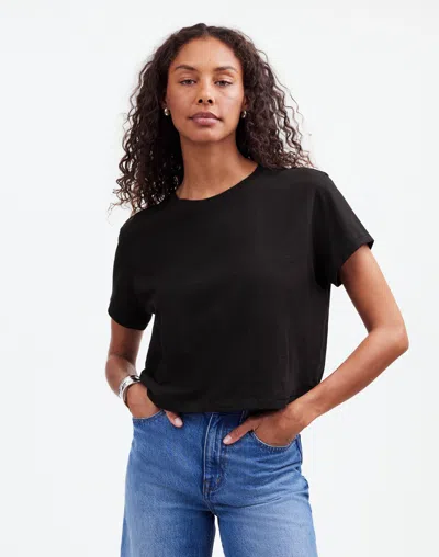 Madewell Slub Boxy-crop Tee In Jet Black