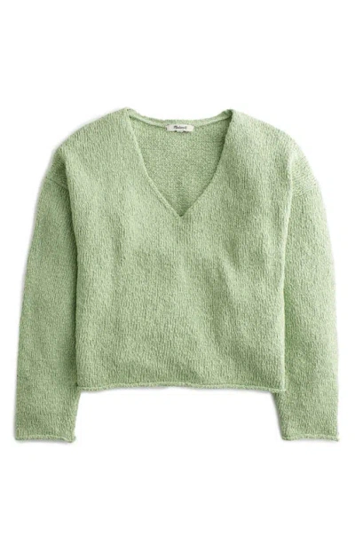 Madewell Slub Cotton V-neck Sweater In Pistachio