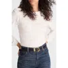 Madewell Smocked Boat Neck Long Sleeve Cotton Top In White