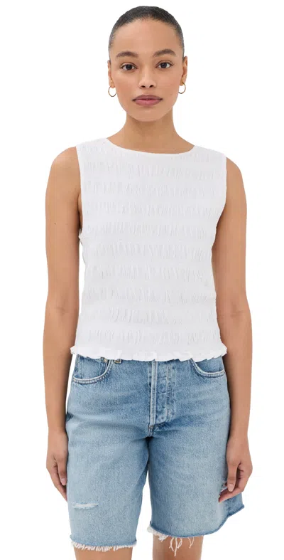 Madewell Smocked Boat Neck Tank White