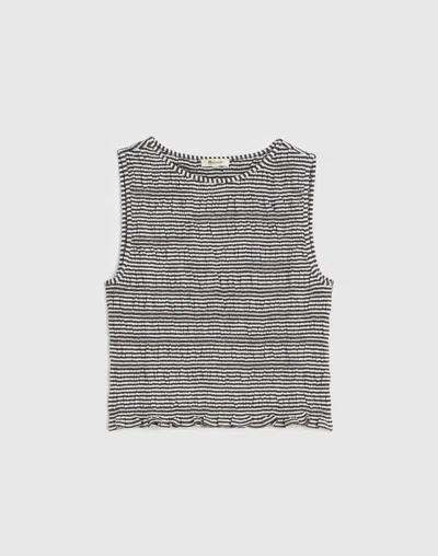 Madewell Smocked Boatneck Tank In Black