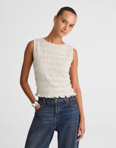 Madewell Smocked Boatneck Tank In Gray