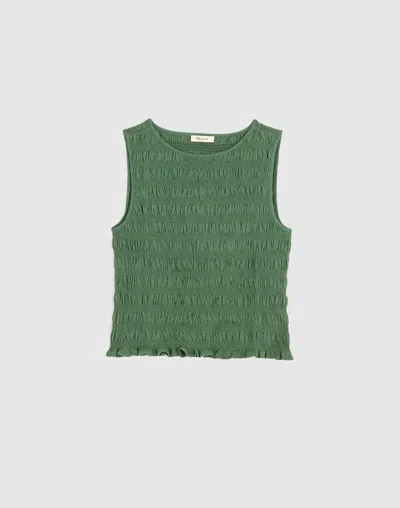 Madewell Smocked Boatneck Tank In Green