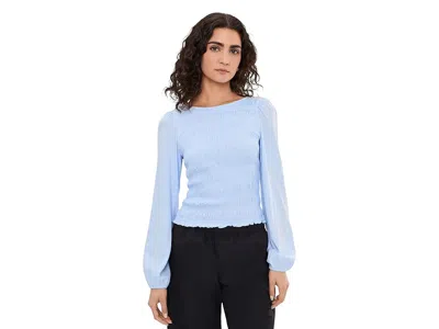 Madewell Smocked Boatneck Top In Blue