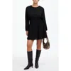 Madewell Smocked Bubble Sleeve Minidress In True Black