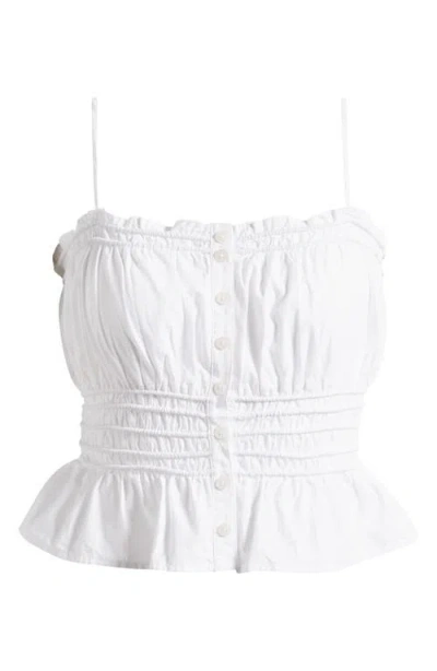 Madewell Smocked Button Front Camisole In Eyelet White