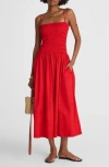 Madewell Smocked Cotton Poplin Maxi Dress In Red