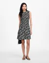 Madewell Floral Smocked Crewneck Minidress In Harper Floral Black White