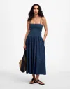 Madewell Smocked Denim Maxi Dress In Blue
