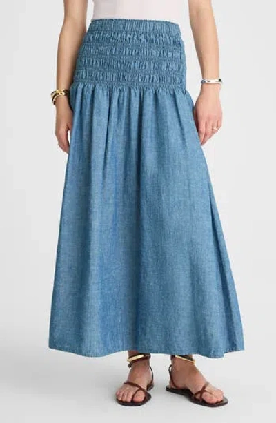 Madewell Smocked Denim Maxi Skirt