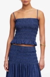 Madewell Smocked Denim Tank Top