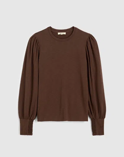 Madewell Smocked Long-sleeve Top In Brown