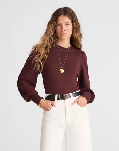 Madewell Smocked Long-sleeve Top In Brown
