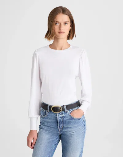 Madewell Smocked Long-sleeve Top In White
