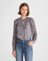 Madewell Smocked Split Crewneck Top In Red