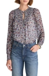 Madewell Smocked Split Crewneck Top In Multi
