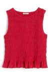 Madewell Smocked Tank Top In Red