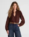 Madewell Smocked Top In Brown