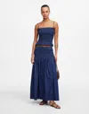 Madewell Smocked-waist Denim Midi Skirt