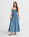 Madewell Smocked-waist Denim Midi Skirt