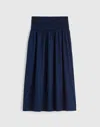 Madewell Smocked-waist Poplin Midi Skirt In Blue