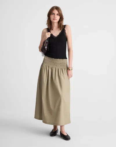 Madewell Smocked-waist Poplin Midi Skirt In Red