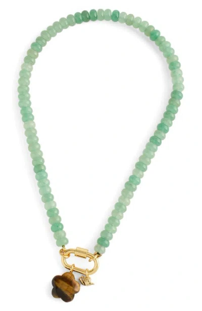 Madewell Semiprecious Beaded Carabiner Charm Necklace In Green