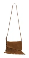Madewell Soft Grain Flap Crossbody Fringe Bag Aged Cognac In Aged Cognac