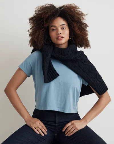 Madewell Softfade Cotton Boxy-crop Tee In Tranquil Lake