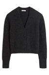 Madewell Softwool Shrunken V-neck Cardigan In Heather Coal
