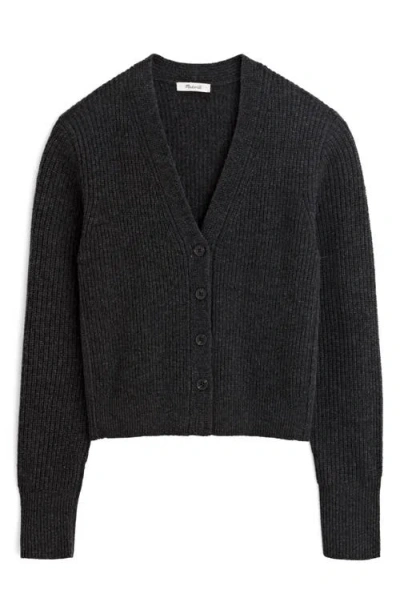 Madewell Softwool Shrunken V-neck Cardigan In Heather Coal